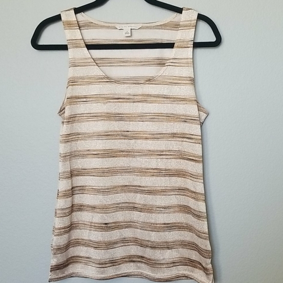 Banana Republic Tops - Banana Republic Summer striped shimmer tan and brown sleeveless top size small